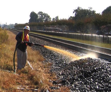 HC-2000 applied to track cross sections with fire nozzle 
from access road