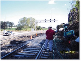 Initial Treatment of Tracks with HC-2000 and Excavation of Saturated Ditch Soils