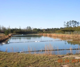 removing mineral oil sheens from pond with HC-2000