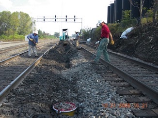 Leachate Collection System Installed Between Tracks