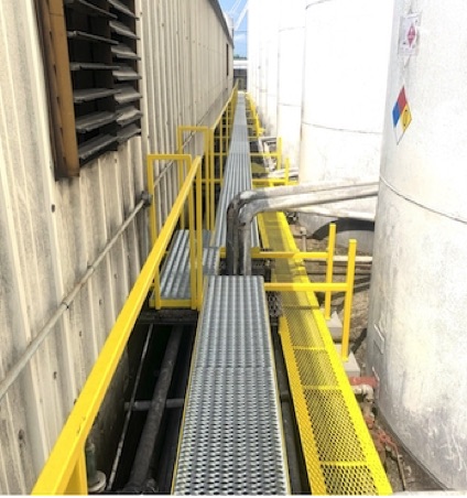 Safety grating installed at chemical bulk storage facility