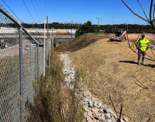 stormwater pond inlet swale restoration